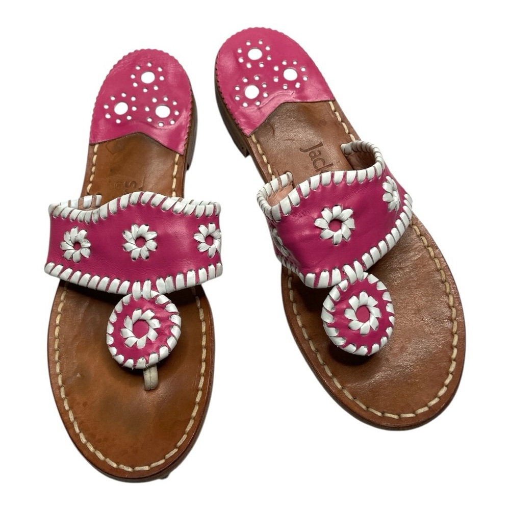 Jack Rogers Pink and White Jacks Flat Sandal